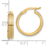 14K Two-tone Polished and Diamond-cut Hoop Earrings