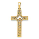 14k Two-tone Polished and Satin Crucifix With Square Cut Out Pendant