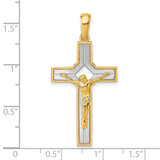14k Two-tone Polished and Satin Crucifix With Square Cut Out Pendant
