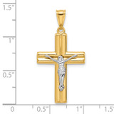 14K Two-tone Polished and Textured Crucifix Pendant - C4-5FD0E88A-1501