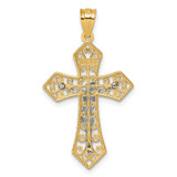 14k Two-tone Polished and Textured Filigree Passion Crucifix Pendant - K1-FC975727-7481