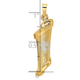 14k Two-tone Polished and Textured Hollow Mezuzah Pendant