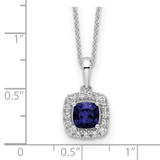 10k White Gold 1/4 carat Lab Grown Diamond VS/SI+ G+ and Created Sapphire Complete 18 inch Pendant Necklace