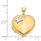 14k Two-Tone Polished Butterfly 18mm Heart Locket