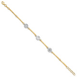 14K Two-tone Polished Compass/Anchor/Ships Wheel 7 inch Bracelet Plus 1 inch Extender