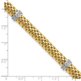 14k Two-Tone Polished Complete .05ct Diamond and Mesh 7.25 inch Bracelet