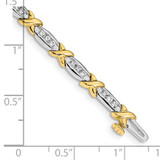 14k Two-tone Polished Complete 1 carat Diamond X-design 6.5in Bracelet