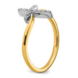 14k Two-tone Polished Cross Diamond Ring