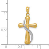 14K Two-Tone Polished Cross w/Drape Pendant - C3-30F55227-2531