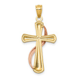 14K Two-Tone Polished Cross w/Drape Pendant - C3-713C84BC-9866