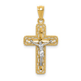 14k Two-tone Polished Crucifix Pendant - K6-96B1A9F0-8179