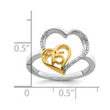 14K Two-tone Polished Diamond Quinceanera Heart Ring