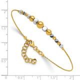 14K Two-Tone Polished Diamond-cut Round and Square Beaded 7 inch Bracelet with 1 inch Extension - DB-21437379-2436