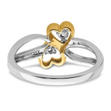14k Two-tone Polished Double Heart Diamond Ring - RM-A881FC6E-1248
