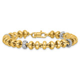 14k Two-tone Polished Fancy Link CZ 7.5 inch Bracelet