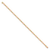 14k Two-tone Polished Fancy Rectangle Link 7.5 inch Bracelet