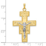 14k Two-tone Polished Fancy Solid Cross Pendant