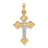 14k Two-tone Polished Fleur de Lis INRI Crucifix Pendant - XR-C2120D6C-9118
