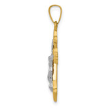 14k Two-tone Polished Fleur de Lis INRI Crucifix Pendant - XR-C2120D6C-9118