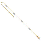 14K Two-tone Polished Infinity 5-Station 9 inch Anklet Plus 1 inch Extender