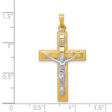 14k Two-tone Polished INRI Crucifix Pendant - XR-158DC046-3871