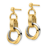 14K Two-tone Polished Intertwined Circles Dangle Post Earrings