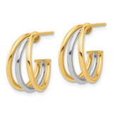14K Two-tone Polished Multi Row Hoop Post Earrings - TF-29EA99F2-1894
