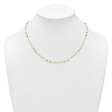 14k Two-tone Polished Oval Links and Faceted Beads 18 inch Necklace