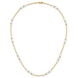 14k Two-tone Polished Oval Links and Faceted Beads 18 inch Necklace