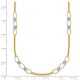 14k Two-tone Polished Oval Links and Faceted Beads 18 inch Necklace