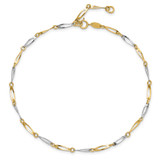 14k Two-Tone Polished Oval Twist Link 9 inch Anklet Plus 1 inch Extender