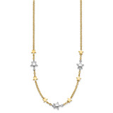 14K Two-Tone Polished Puffed and Flat Stars 17 inch Necklace Plus 1 inch Extender
