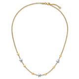 14K Two-Tone Polished Puffed and Flat Stars 17 inch Necklace Plus 1 inch Extender