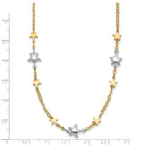 14K Two-Tone Polished Puffed and Flat Stars 17 inch Necklace Plus 1 inch Extender