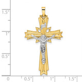 14k Two-tone Polished Solid Fancy INRI Crucifix Pendant - XR-ED2DD676-1271