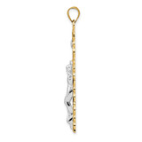 14k Two-tone Polished Solid INRI Crucifix Pendant - XR-580C947F-9413