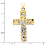 14k Two-tone Polished Solid INRI Crucifix Pendant - XR-580C947F-9413