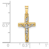 14k Two-tone Polished Solid INRI Crucifix Pendant - XR-96ACFD1A-6150