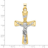 14k Two-tone Polished Solid INRI Crucifix Pendant - XR-A0AA3317-5406