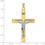 14k Two-tone Polished Solid INRI Curcifix Cross Pendant - XR-846A6BE9-6422