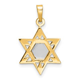 14k Two-tone Polished Solid Star and Torah Pendant
