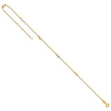 14K Two-Tone Polished Stars 5-Station 10 inch Anklet Plus 1 inch Extender