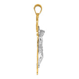 14k Two-tone Polished with Red CZs Crucifix Pendant - C2-6F3D9E35-4849