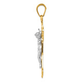 14k Two-tone Polished with Red CZs Crucifix Pendant - C2-F22EC6E1-4043