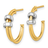 14k Two-tone Polished with Rings Double C-Hoop Post Earrings - TF-120A0804-9983