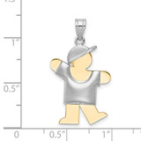 14k Two-Tone Puffed Boy w/Hat on Left Engravable Charm - XK-EE0F6A1F-1666