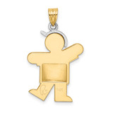 14k Two-Tone Puffed Boy with Hat on Left Engravable Charm - XK-39D5BC02-8940
