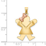 14k Two-Tone Puffed Girl with Bow on Left Engravable Charm - XK-04FC9B6C-2216