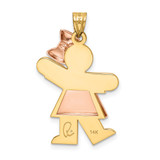 14k Two-Tone Puffed Girl with Bow on Right Engravable Charm - XK-72241EE9-6166