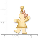 14k Two-Tone Puffed Girl with Bow on Right Engravable Charm - XK-76D7E1F6-1319